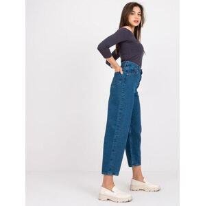 Fashionhunters Tmavě modré džínové kalhoty Azalia RUE PARIS s vysokým pasem Velikost: 38