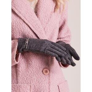 Fashionhunters Dámské rukavice s přezkou, tmavě šedá L / XL