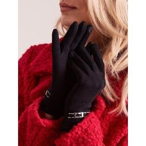 Fashionhunters Dámské rukavice s přezkou, černé L / XL
