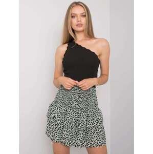 Fashionhunters Zelenočerná sukně se vzory Onyx RUE PARIS velikost: L