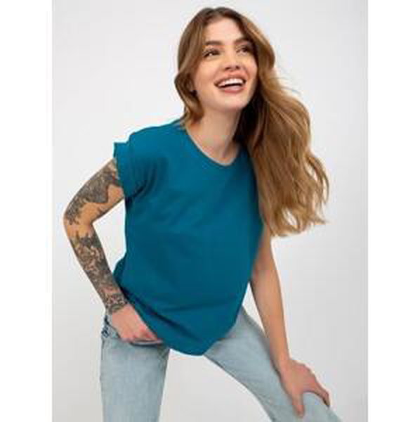 Fashionhunters Dámské tričko Revolution z námořní bavlny Basic Velikost: S