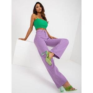 Fashionhunters Dámské fialové džínové kalhoty s širokým pasem Velikost: 26