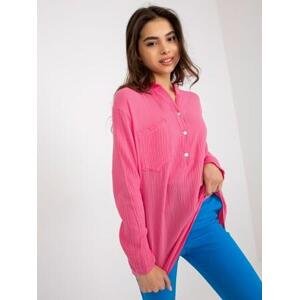 Fashionhunters Růžová dámská bavlněná košile OCH BELLA Velikost: L