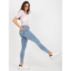 Fashionhunters Modré úzké džíny s kapsami Velikost: XS