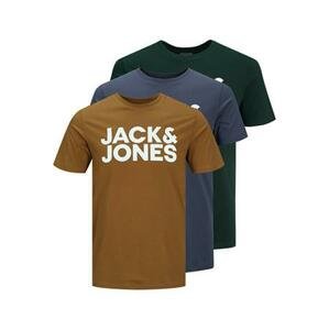 Jack&Jones 3 PACK - pánské triko JJECORP Slim Fit 12191762 Pine Grove PineGrove+OmbreBlue+Rubber XL