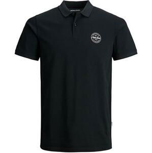 Jack&Jones Pánské polo triko JJESHARK Slim Fit 12205025 Black White L