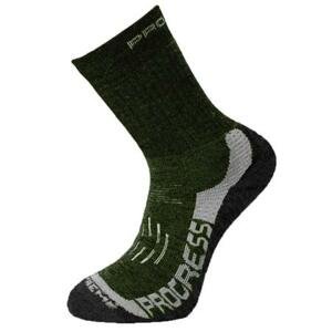 PROGRESS X-TREME zimní turistické ponožky s Merinem 43-47 khaki/šedá