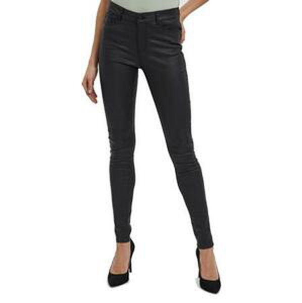 Vero Moda Dámské kalhoty VMSEVEN Slim Fit 10138972 Black COATED S/32