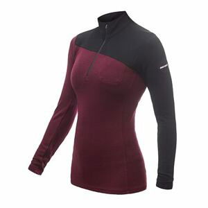 SENSOR MERINO EXTREME dámské triko dl.rukáv zip port red/černá Velikost: XL