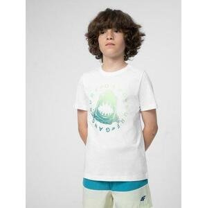 4F Chlapecké bavlněné tričko - velikost 122 white 134, Bílá