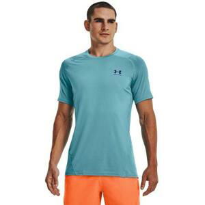 Under Armour Pánské triko HG Armour Fitted SS, Modrá / bílá, S