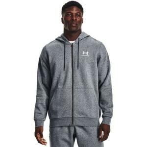 Under Armour Pánská mikina Essential Fleece FZ Hood, pitch, gray, medium, heather, XXXL