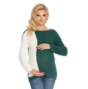 Be MaaMaa Těhotenský svetr, pletený vzor - zelená/bílá UNI, Univerzální