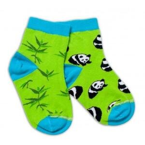 Baby Nellys Bavlněné veselé ponožky Panda - zelené 122-128 (6-8r)