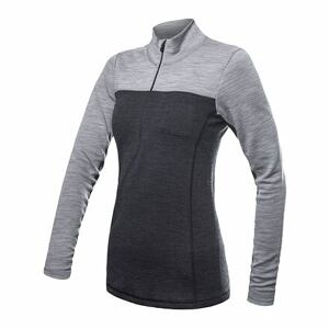 SENSOR MERINO BOLD dámské triko dl.rukáv zip anthracite/cool gray Velikost: XXL