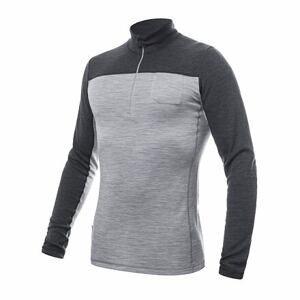 SENSOR MERINO BOLD pánské triko dl.rukáv zip cool gray/anthracite Velikost: L