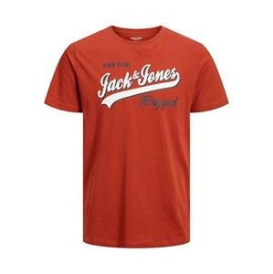 Jack&Jones PLUS Pánské triko JJELOGO Regular Fit 12243611 Cinnabar 6XL