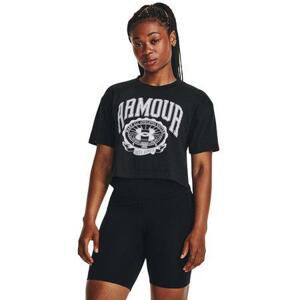 Under Armour Dámské tričko Collegiate Crest Crop SS black M, Černá