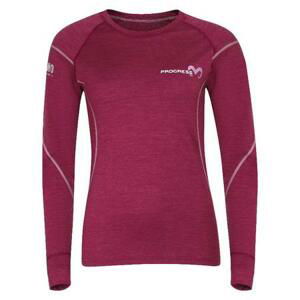 PROGRESS MW NDRZ womens merino long sleeve T-shirt S vínový melír