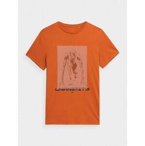 4F Pánské bavlněné tričko - velikost M orange XL, Oranžová