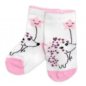 Dětské bavlněné ponožky Ježek - bílé 23-26