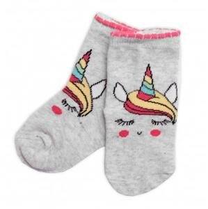 Dětské bavlněné ponožky Jednorožec - šedé 19-22
