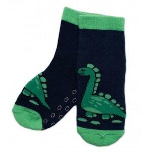 Dětské froté ponožky s ABS Dino - zelená/granát 27-30