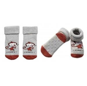 Kojenecké froté ponožky s ABS Monkey, Baby Nellys, šedé 80-86 (12-18m)