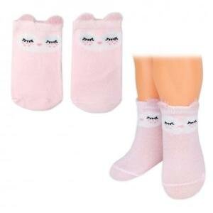 Dívčí bavlněné ponožky Smajlík 3D - růžové - 1 pár 68-80 (6-12m)