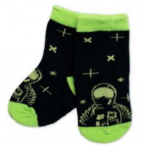 Dětské bavlněné ponožky Kosmonaut - černé 19-22