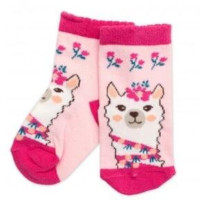 Dětské bavlněné ponožky Lama - růžové 15-18