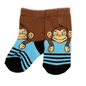 Dětské bavlněné ponožky Monkey - hnědé/modré 19-22