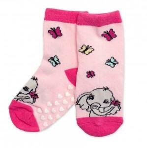 Dětské ponožky s ABS Slůně - růžové 23-26