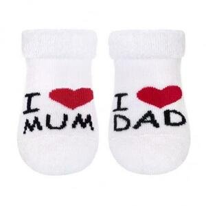 Kojenecké froté bavlněné ponožky I Love Mum & Dad, bílé 56-62 (0-3m)