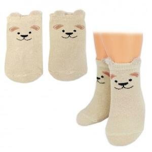 Chlapecké bavlněné ponožky Pejsek 3D - béžové - 1 pár 68-80 (6-12m)