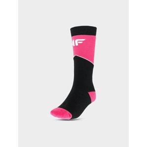 4F Dětské lyžařské ponožky - velikost 32-35 hot pink neon 32-35