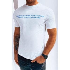 Dstreet Pánské tričko s bílým potiskem RX5193 L, Bílá,