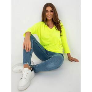 Fashionhunters Fluo žlutá dámská basic viskózová halenka.Velikost: ONE SIZE, JEDNA, VELIKOST