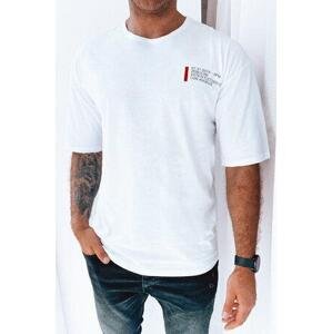 Dstreet Bílé pánské tričko RX5302 L s potiskem, Bílá,