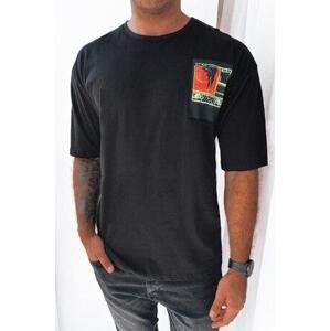 Dstreet Černé pánské tričko RX5304 M s potiskem, Černá