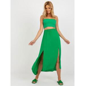 Fashionhunters Zelená asymetrická sukně RUE PARIS s květinami Velikost: L