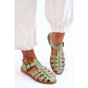 Kesi Dámské ploché sandály se zirkony Zelená Ascot 37, Odstíny, zelené