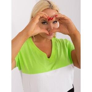 Fashionhunters Světle zelená a černá bavlněná halenka plus size Velikost: JEDNA VELIKOST