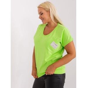 Fashionhunters Světle zelená plus size bavlněná halenka s krátkým rukávem.Velikost: ONE SIZE, JEDNA, VELIKOST