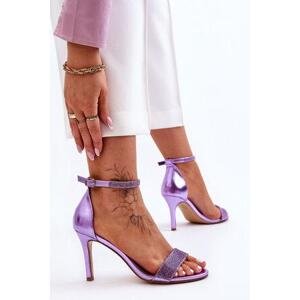 Kesi Dámské sandály na vysokém podpatku s kamínky fialové Perfecto 39, Odstíny