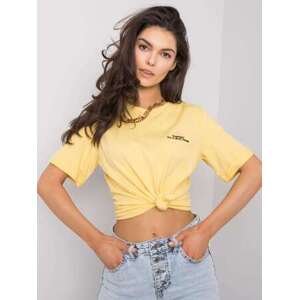 Fashionhunters Žluté dámské tričko s M výšivkou.