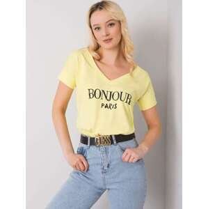 Fashionhunters Žluté dámské tričko s potiskem ONE SIZE