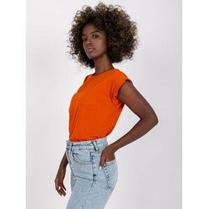 Fashionhunters Jednoduché dámské tričko tmavě oranžové L