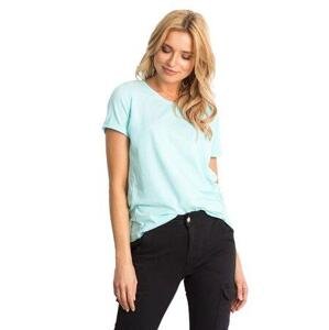 Fashionhunters Základní dámské tričko z mátové bavlny Velikost: XS
