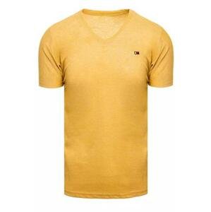 Dstreet Základní pánské tričko hořčice RX4998 XL, Žlutá